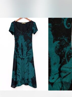 Darbury Stenderu Silk Maxi Dress Abstract Art to Wear Rare Gown Handmade Size M